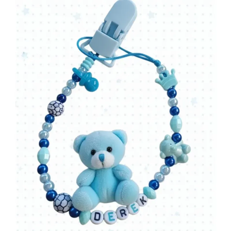 Chupetero de bebe azul celeste y azul rey