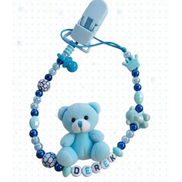 Chupetero de bebe azul celeste y azul rey