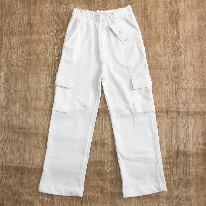 Pantalón Mango de felpa color blanco