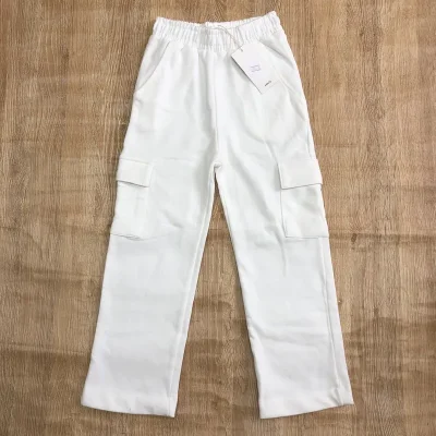 Pantalón Mango de felpa color blanco