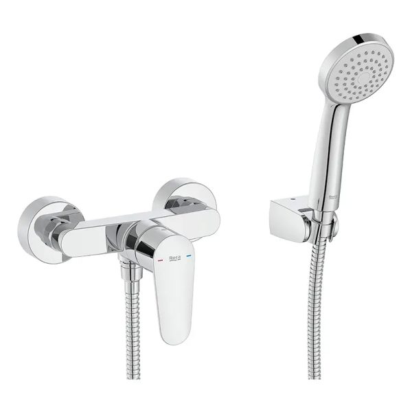 Monomando mezclador exterior ducha con ducha de mano anticalcarea natura