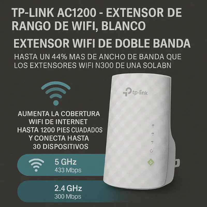  Repetidor TP-Link AC750 - Extensor de Rango WiFi Doble Banda
