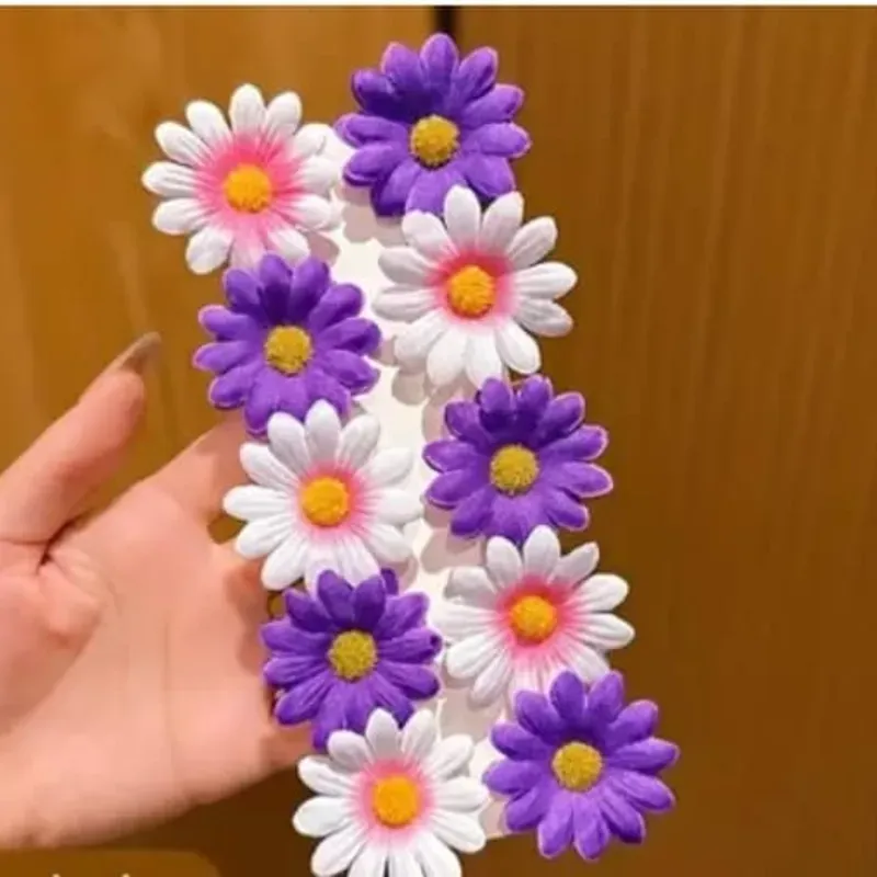 Pinzas de Pelo Flores Moradas y Blancas