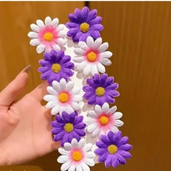 Pinzas de Pelo Flores Moradas y Blancas