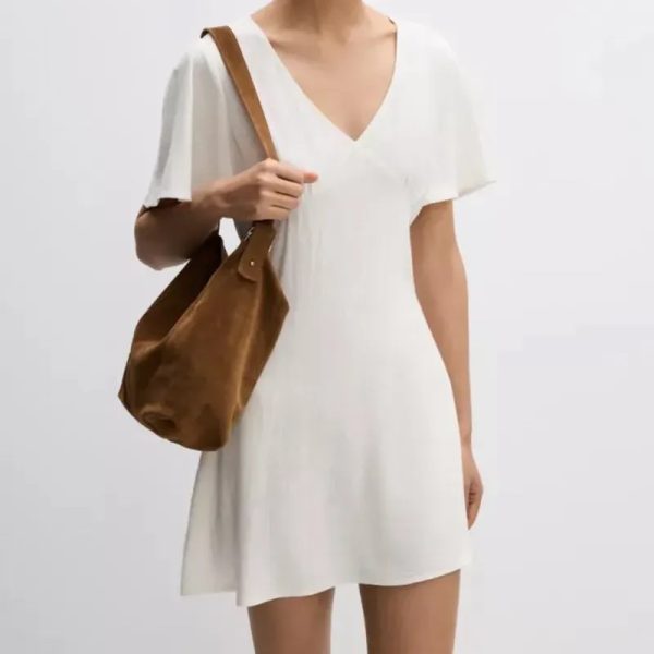 Vestido Blanco Suelto Mangas Cortas