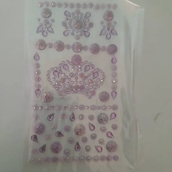 Stickers medias perlas corona color rosa