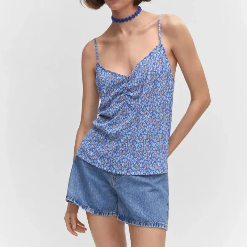 Top de Tirantes azul floral