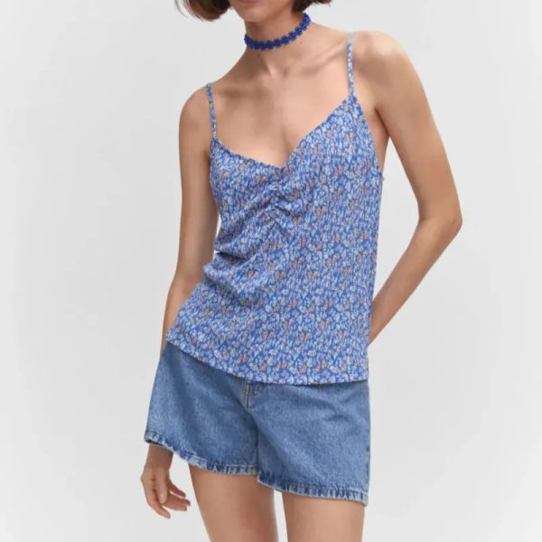 Top de Tirantes azul floral