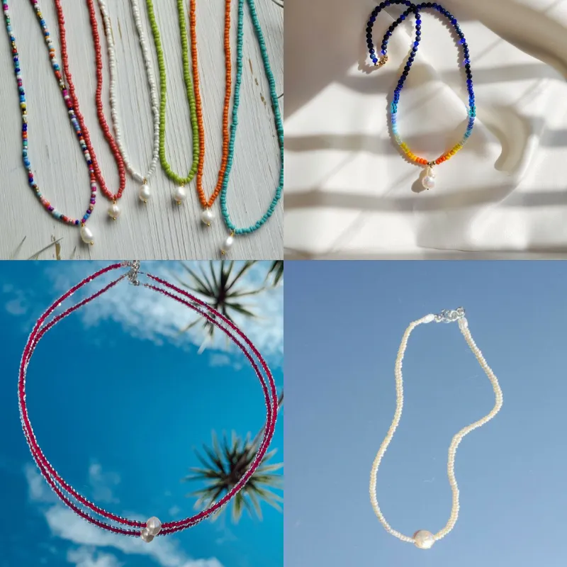 Collares con perlas irregulares 