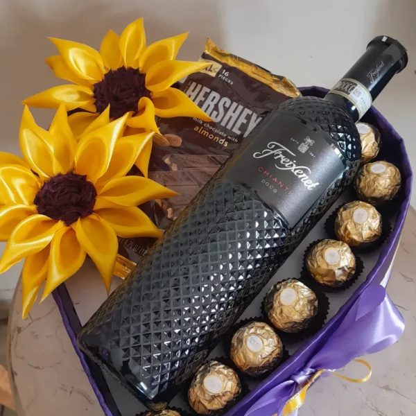 Vino tinto y girasoles