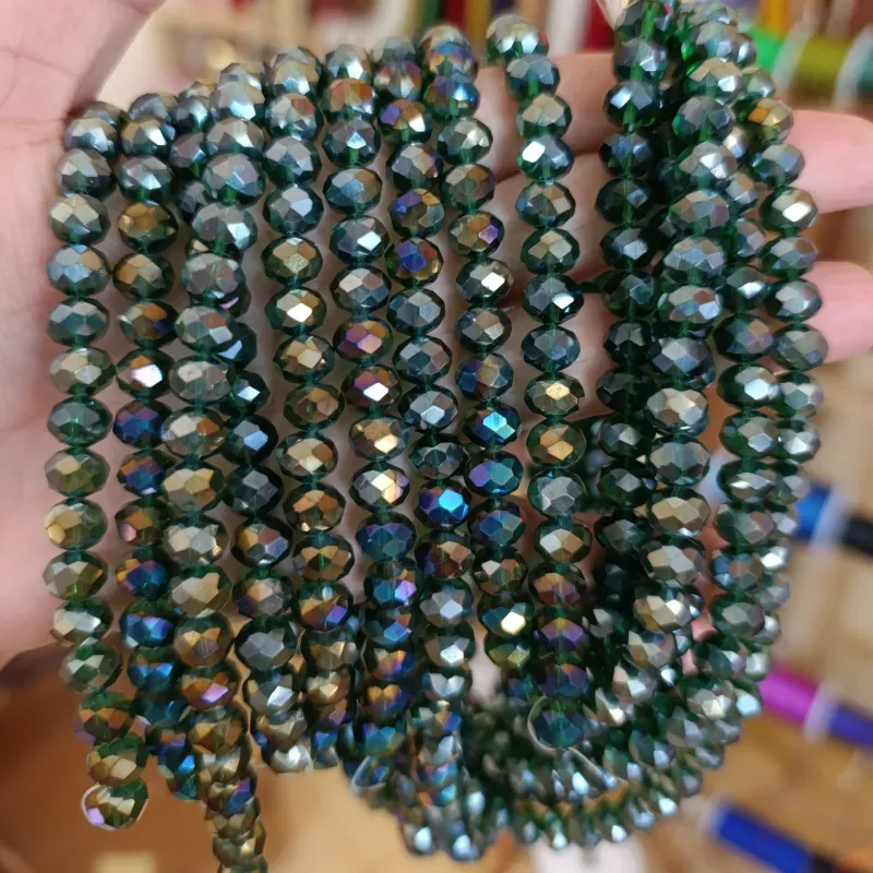 Cristal verde oscuro tornasol de 8 mm