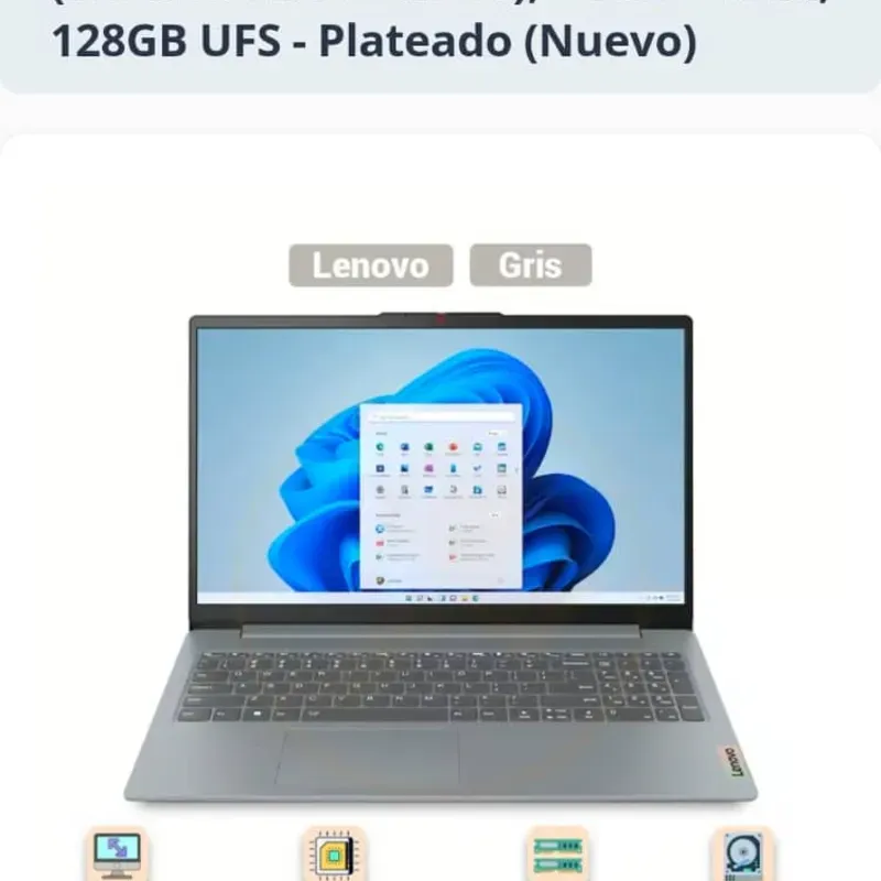  Laptop Lenovo IdeaPad Slim 3i – 15.6” FHD / Intel i3 / 8GB RAM / 128GB UFS (Nueva)