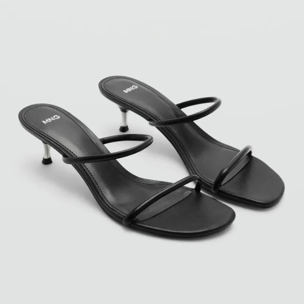 Sandalias negras de tacón Mango con tiras finas