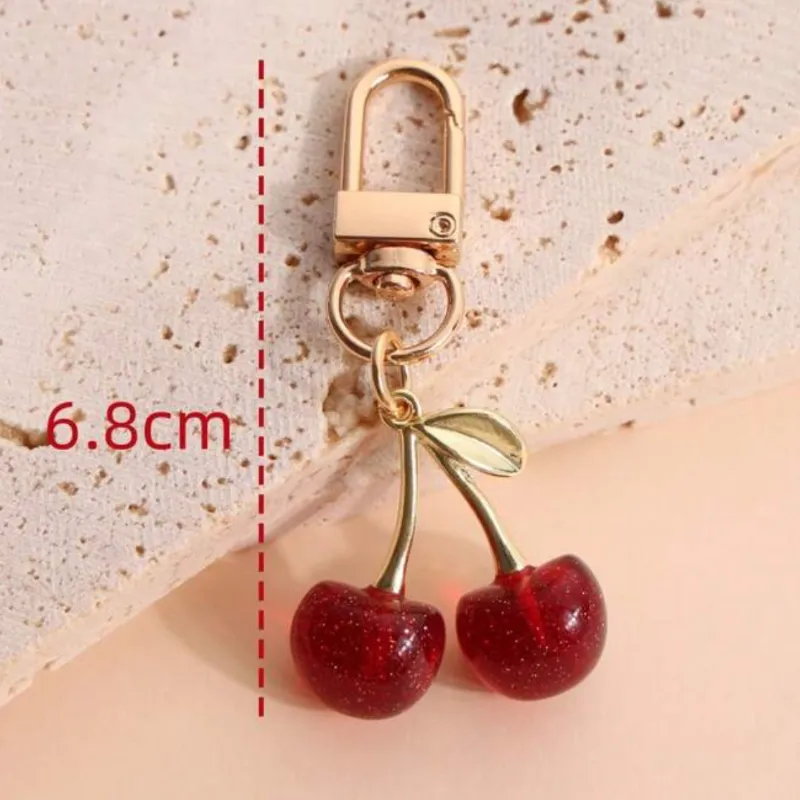 Llavero de Cherry rojo & plateado pequeño