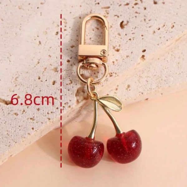 Llavero de Cherry rojo & plateado pequeño