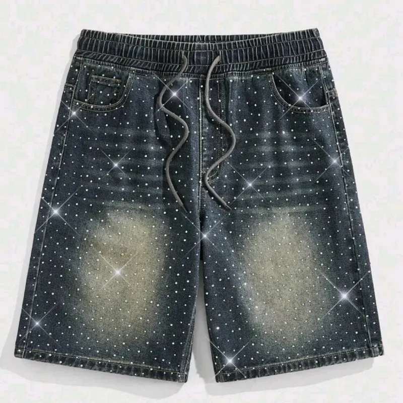  Short de mezclilla con brillos — Azul Oscuro