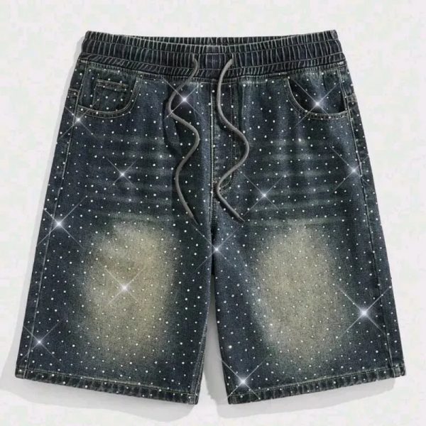  Short de mezclilla con brillos — Azul Oscuro