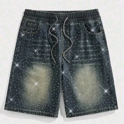  Short de mezclilla con brillos — Azul Oscuro