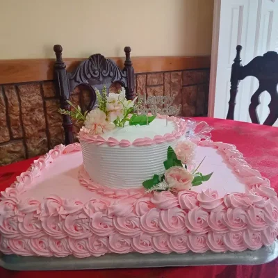 Cake Bandeja con un piso encima relleno de natilla