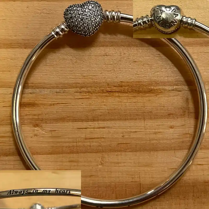 Pulsera rígida corazón de brillo clásica