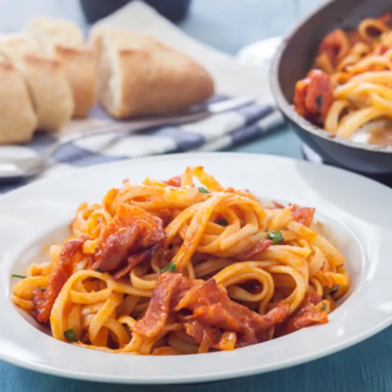 Pasta de Bacón y Vegetales