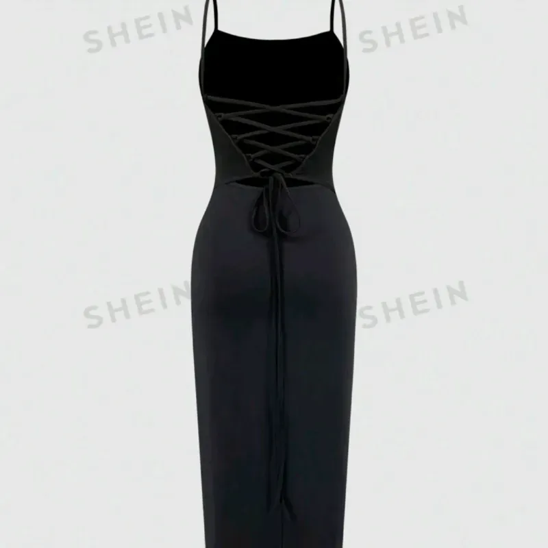  Vestido de crucetas en la espalda — Negro