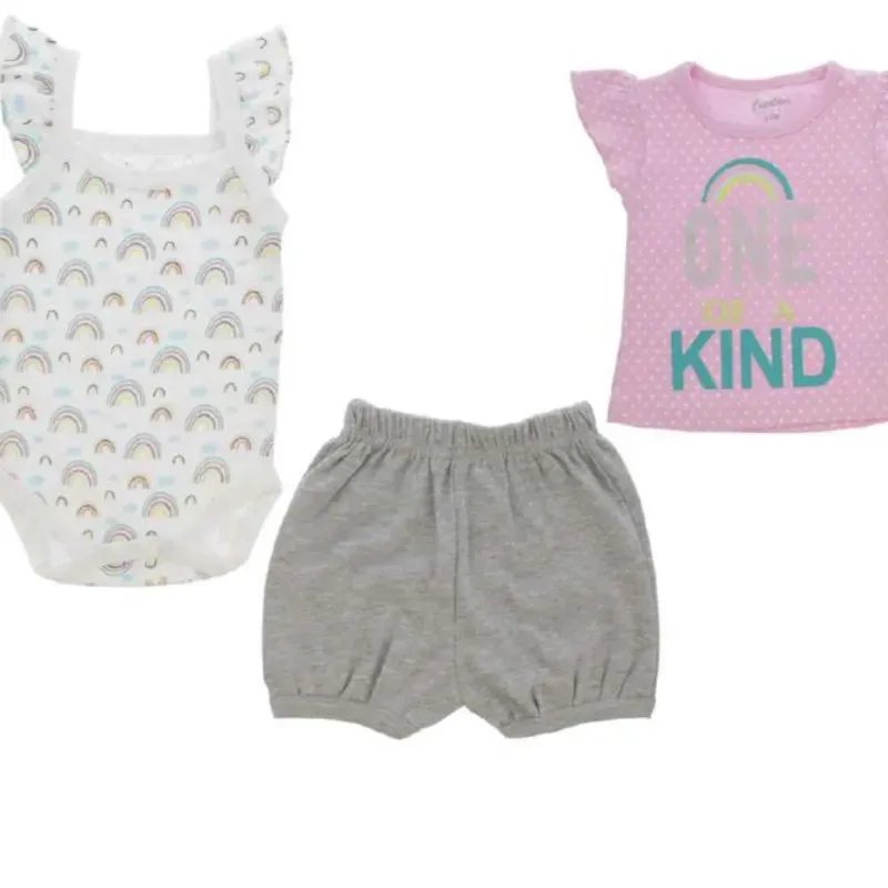 Conjunto de Body, Short y Camiseta para Bebé Temática Arcoiris