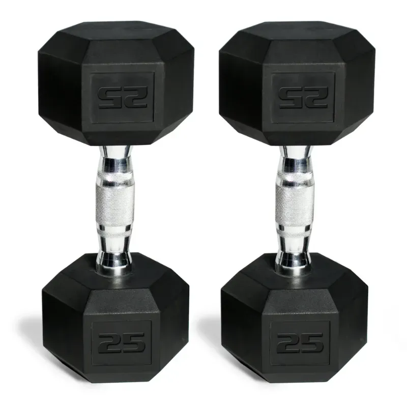 Mancuernas Hexagonales CAP (5Lb, 10Lb, 15Lb, 20Lb, 25Lb) – Núcleo de Hierro con Recubrimiento de Goma. (BAJO PEDIDO)