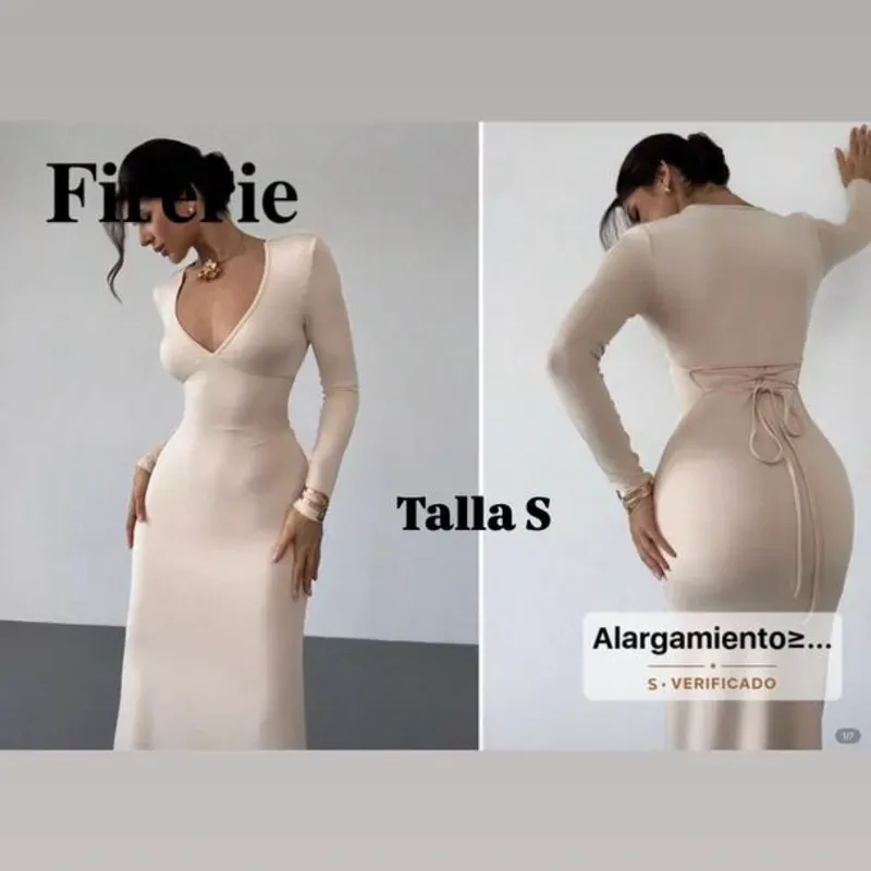 Vestido largo  ajustado de mangas largas