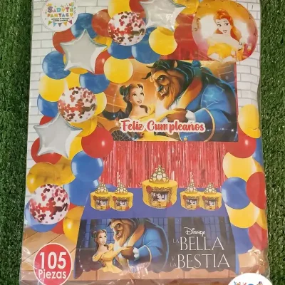 Set de globos temática Bella y Bestia