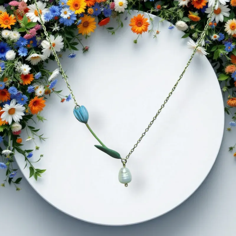 ✨ Cadena de Tulipán Azul✨