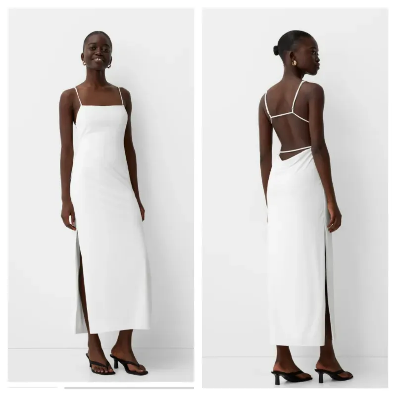 Vestido Bershka blanco espalda descubierta