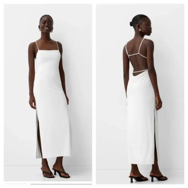 Vestido Bershka blanco espalda descubierta