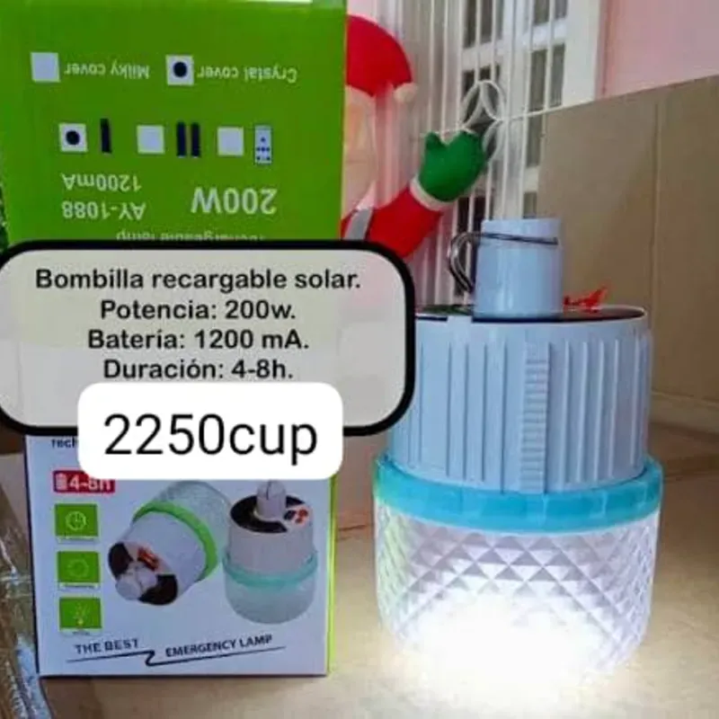 Bombillo recargable con Panel solar 200w 1200mA