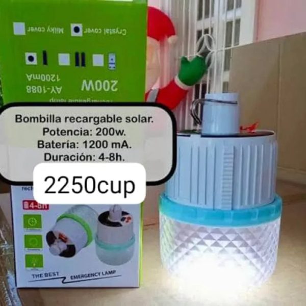 Bombillo recargable con Panel solar 200w 1200mA