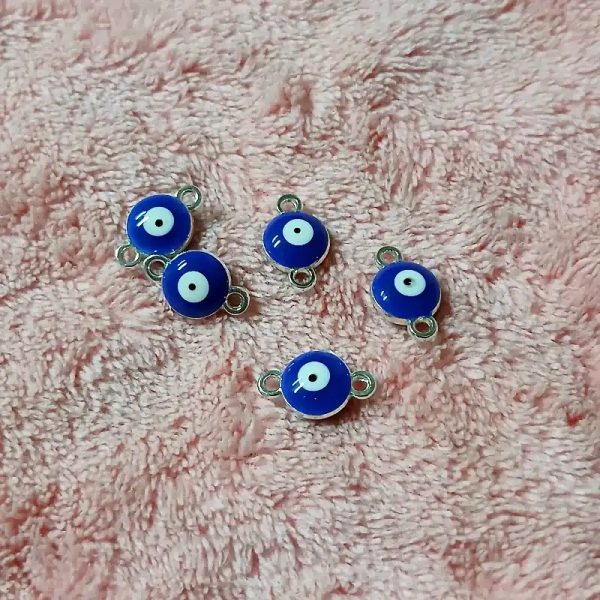 Dije Conector ojo turco azul de cristal y metal