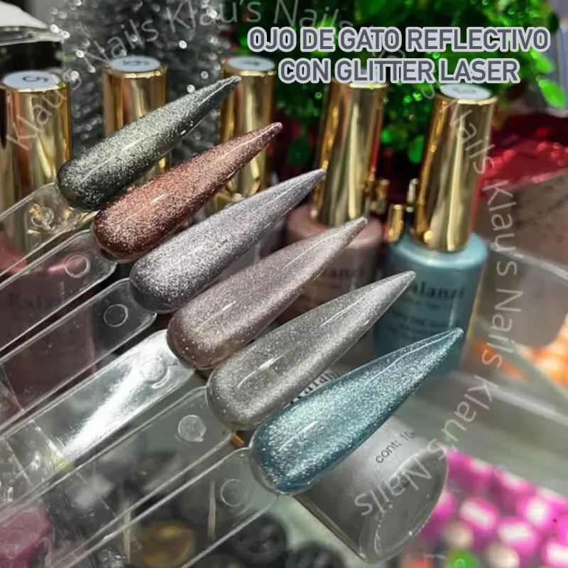 Esmalte ojo de gato reflectivo con glitter