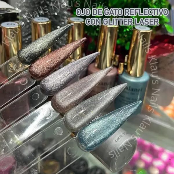 Esmalte ojo de gato reflectivo con glitter