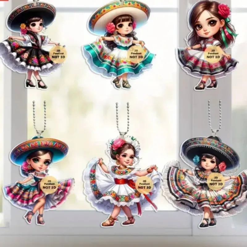 MUÑECA BALLET MEXICANA COLGADORES AUTOS