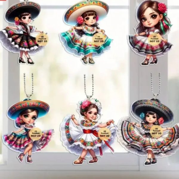 MUÑECA BALLET MEXICANA COLGADORES AUTOS