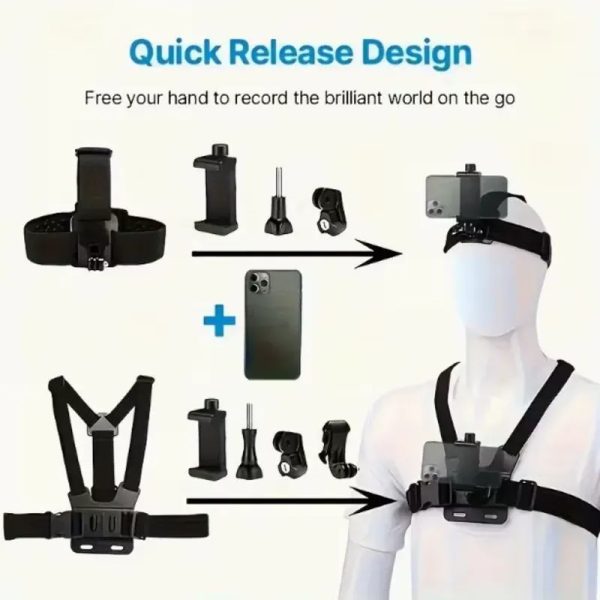 Kit de Cámara Deportiva 6piezas: Compatible con for gopro/Teléfono/Osmo y otras cámaras