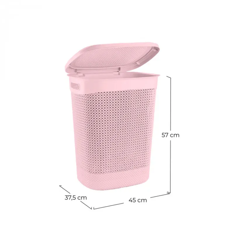 CESTA DE ROPA RECTANGULAR C/ASA C/TAPA ROSA