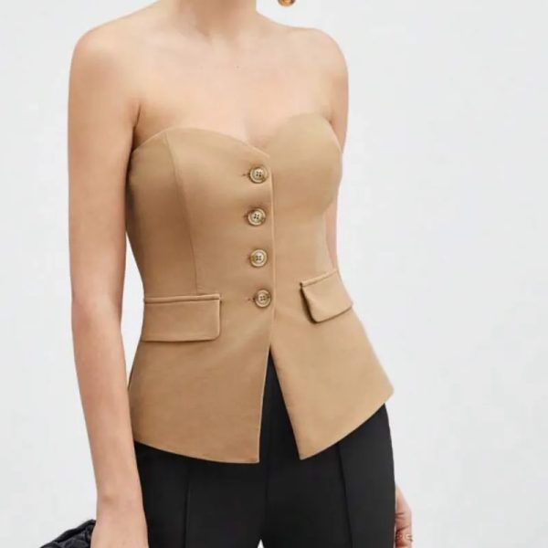 Blazer sin mangas beige
