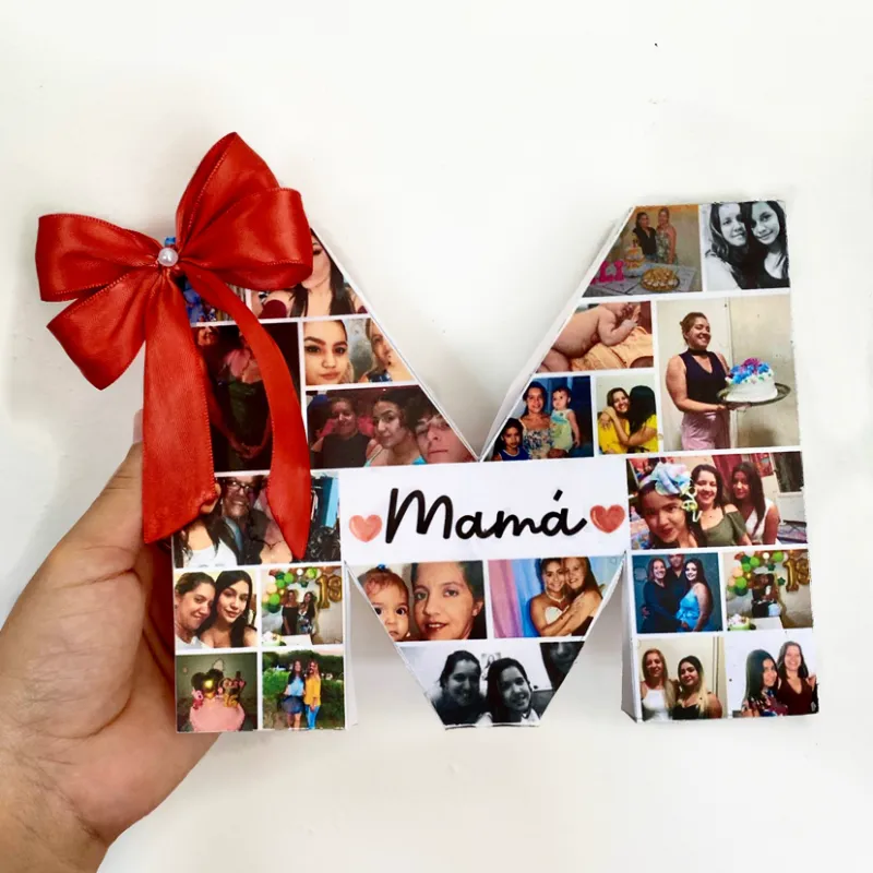 Caja letra M con fotos