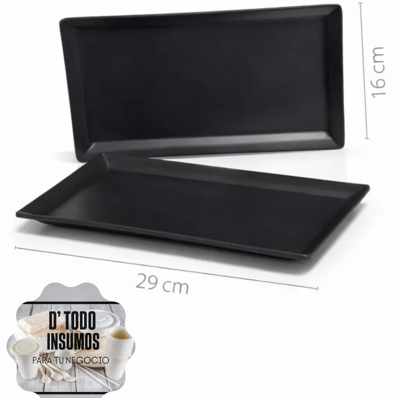 Plato Rectangular Largo Melaform/Negro