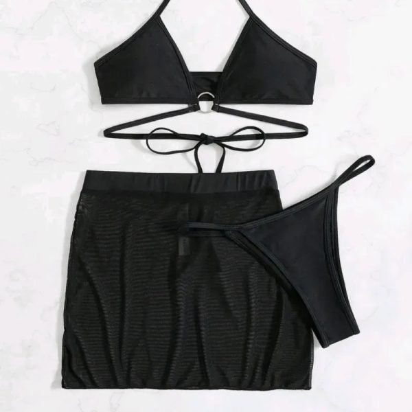  Bikini (hilo) con falda corta — Negro