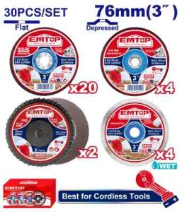 Juego de discos de corte y lijado con 30 unidades