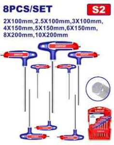 Juego de 8 llaves hexagonales con mango en T