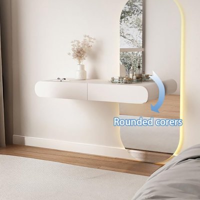 Escritorio flotante montado en la pared con cajones, tocador de maquillaje flotante para pared, escritorio de esquina para dormitorio, baño, peluquería (pequeño)