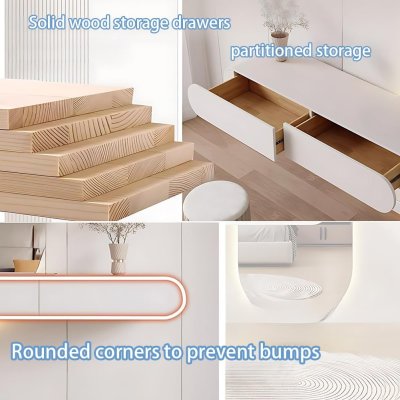 Escritorio flotante montado en la pared con cajones, tocador de maquillaje flotante para pared, escritorio de esquina para dormitorio, baño, peluquería (pequeño)